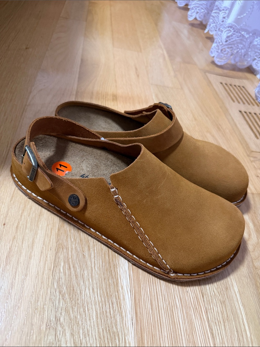 Birkenstock Men's Suede Slip-On Clogs in Camel Brown